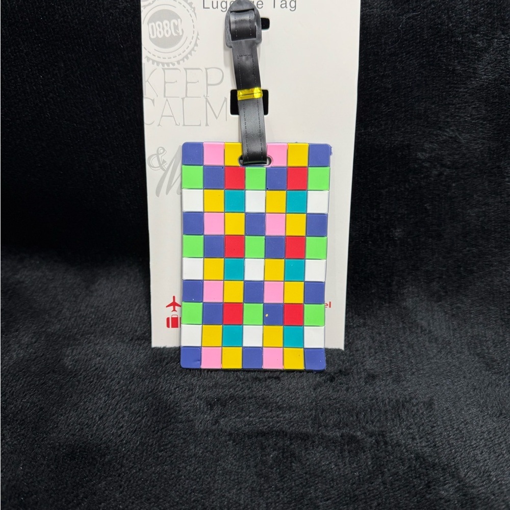 Colorful Checkered Silicone Luggage Tag – Thick Durable Travel Bag ID Tag